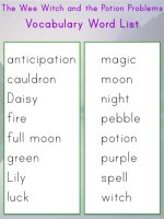 Wee Witch Vocabulary words