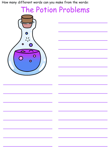 wee witch and the potion problems word mine