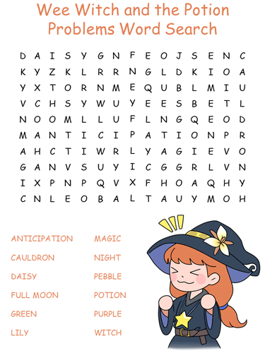 Wee Witch and the Potion Problems word search puzzles