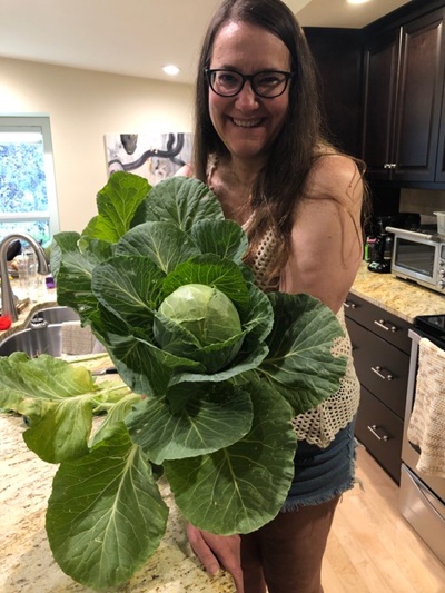 Leanne Guenther and her cabbage harvest