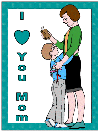 mother's day coloring page of a mom and son