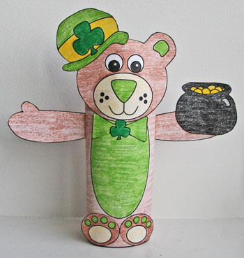 St Patrick's Day bear toilet paper roll craft