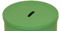 Cut a slit in the middle of the lid to collect spare change.