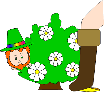 Leprechaun sees Molly stomping mushrooms