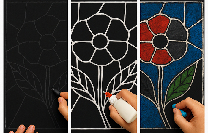 poppy stained glass craft steps