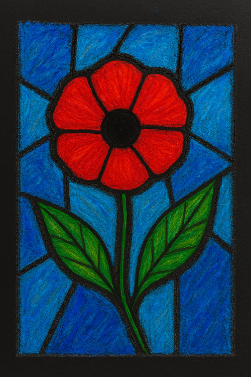 Finished oil pastel poppy craft