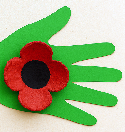 egg carton poppy handprint craft