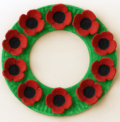egg carton poppy wreath