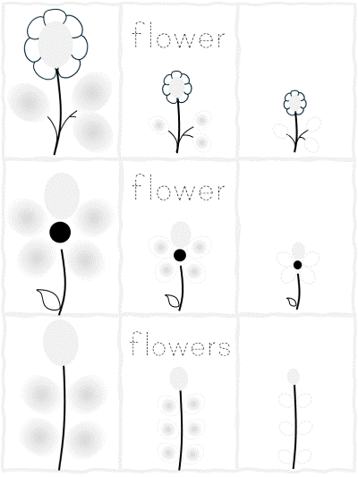 Fingerprint tulips template in black and white