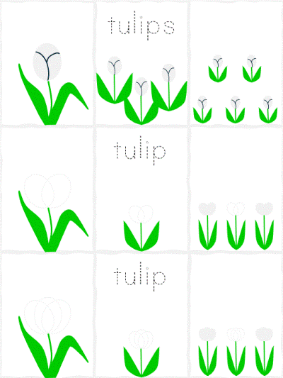 Fingerprint tulips template in color