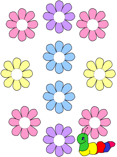 flowers and caterpillar Bingo Dauber art worksheet