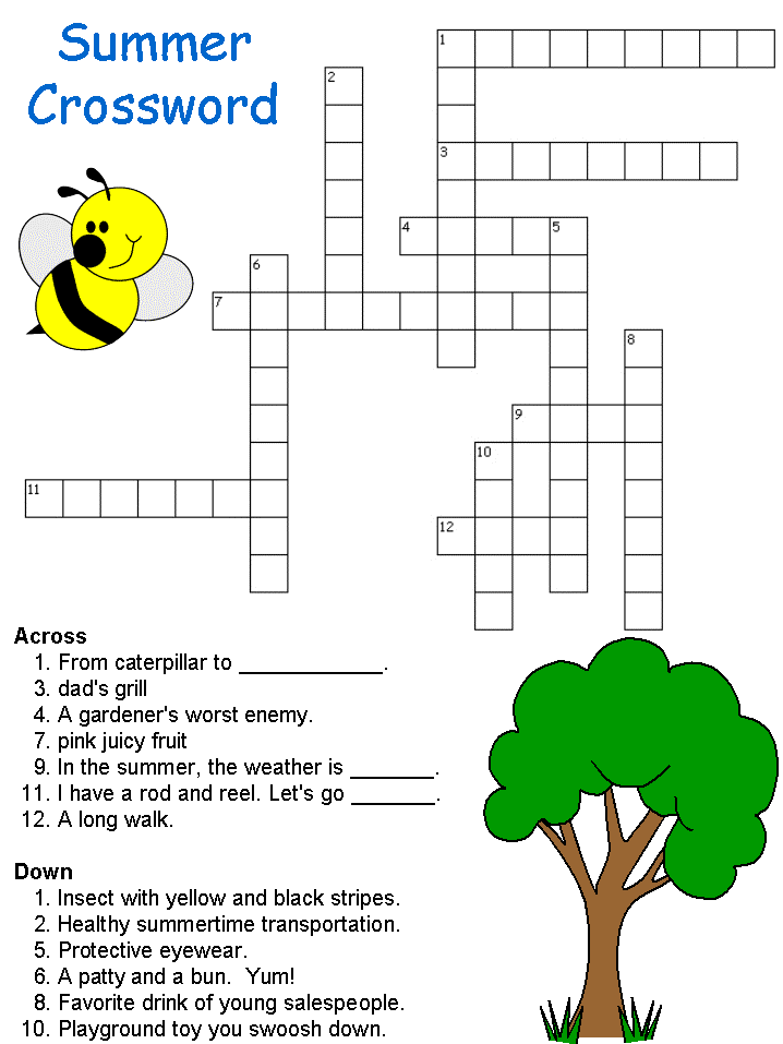 Free Printable Summer Crossword Puzzles DLTK s Crafts For Kids