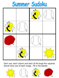 Summer themed worksheets and puzzles