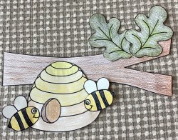 Beehive paper craft - a tree branch in summer