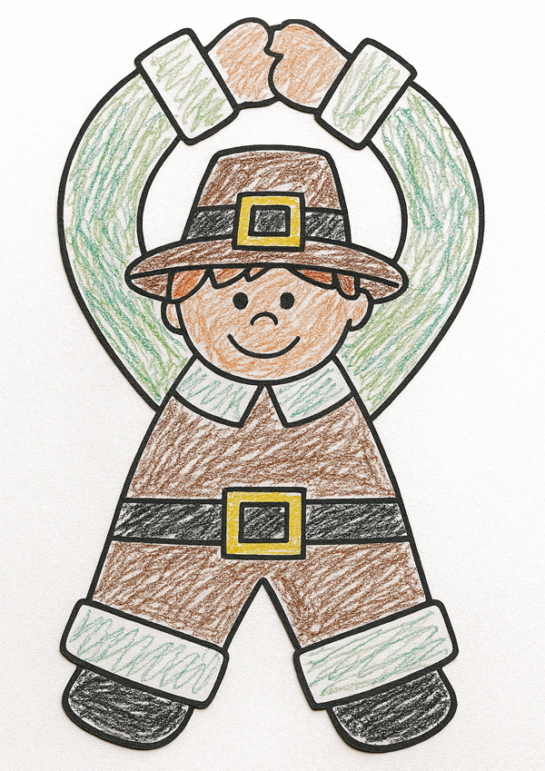 finished printable pilgrim doorknob hanger craft for kids