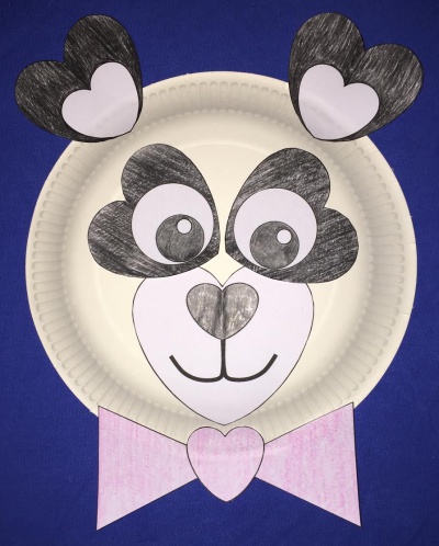 heart panda paper plate craft