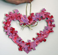 puzzle piece heart wreath