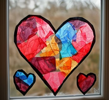 tissue paper stained glass heart