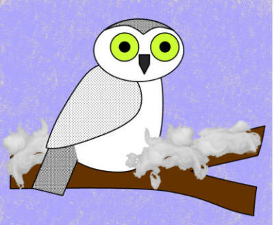 Snowy Owl on a winter branch Paper Craft