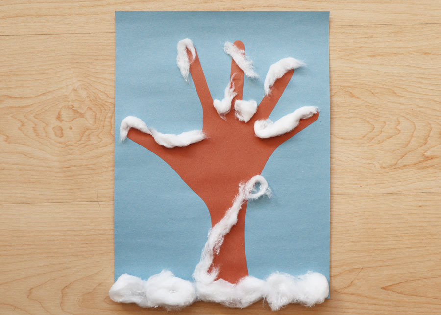 Snowy Handprint Tree Craft