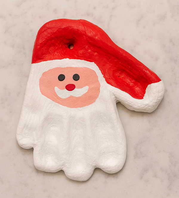 handprint santa air dry clay ornament