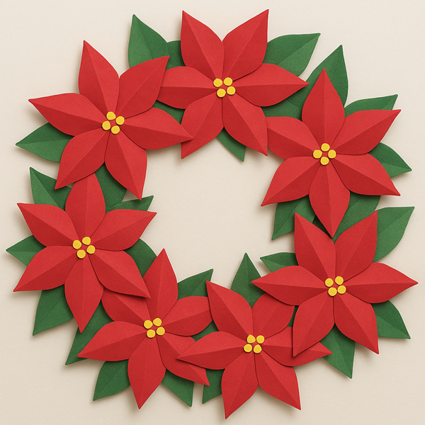 paper poinsietta Christmas wreath