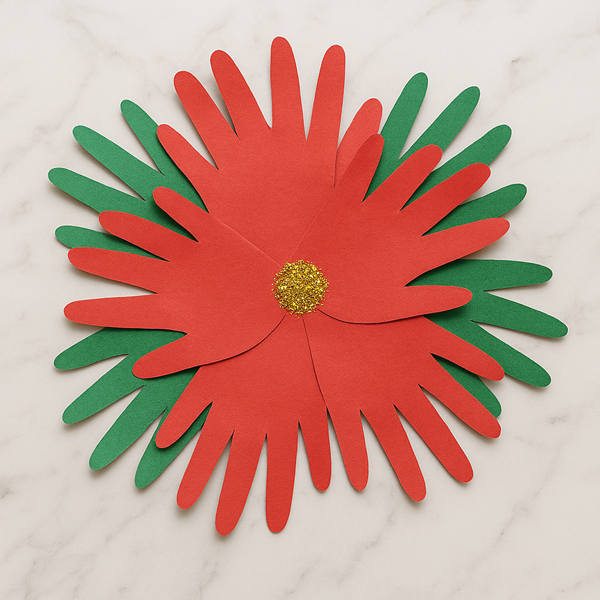 Poinsettia Christmas handprint craft