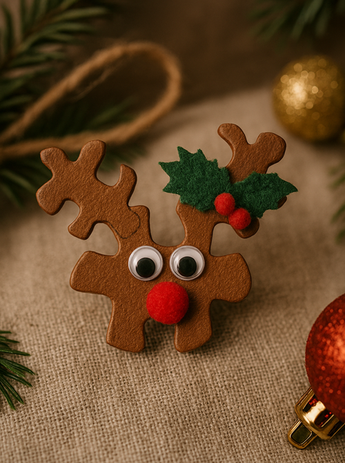 puzzle piece Rudolf pin Christmas craft