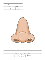 Printable print practice worksheet - Nn nose