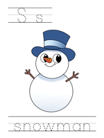 Printable print practice worksheet - Ss snowman