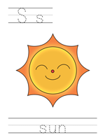 Printable print practice worksheet - Ss sun