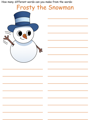 frosty the snowman word mine