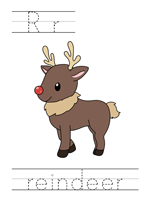 Printable print practice worksheet - Rr reindeer