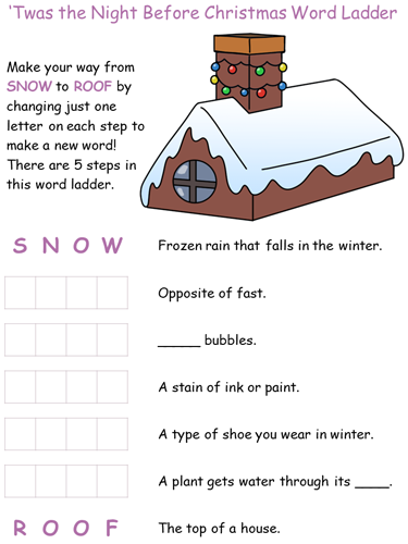 Twas the Night Before Christmas word ladder