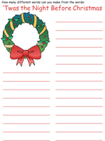 Twas the Night Before Christmas Word Mine Puzzles