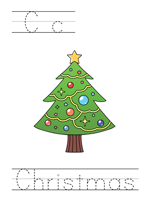 Printable print practice worksheet - CC Christmas
