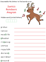 Sant's Reindeer Anagram Puzzles