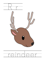 Printable print practice worksheet - Rr reindeer
