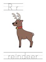 Printable print practice worksheet - Rr reindeer