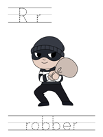 Printable print practice worksheet - Rr robber