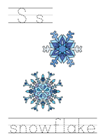 Printable print practice worksheet - Ss snowflake