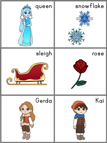 sentence sequencing cards for the Snow Queen