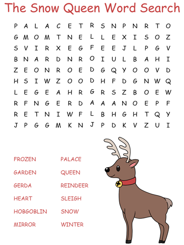 Snow queen word search puzzles