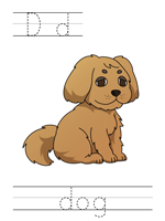 Printable print practice worksheet - Dd dog