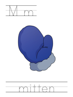 Printable print practice worksheet - Mm mitten