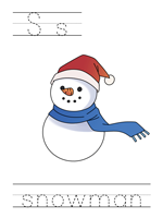 Printable print practice worksheet - Ss snowman