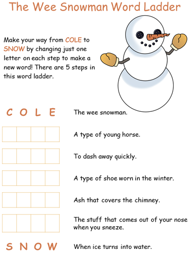 Wee Snowman word ladder