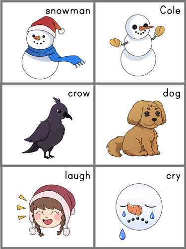 sentence sequencing cards for The Wee Snowman